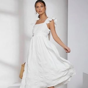 White Mid-length, Low-Back Dress, Bridal/Baby Shower Dress, Graduation Dress